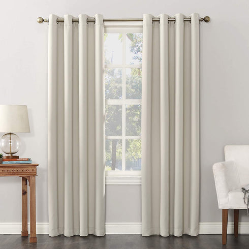 Sun Zero Soho Blackout Energy Efficient Grommet Curtain Single Panel, 54" x 63", Pearl Off-white