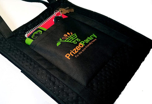 Prized Pantry 2 Pack Insulated Reusable Grocery Bags, X-Large Heavy Duty Cooler Tote Bags, Premium Insulation, Bottom Support, Wrap-Around Handles, Front Pocket, Zipper, No Leak, Keeps Food Hot/Cold