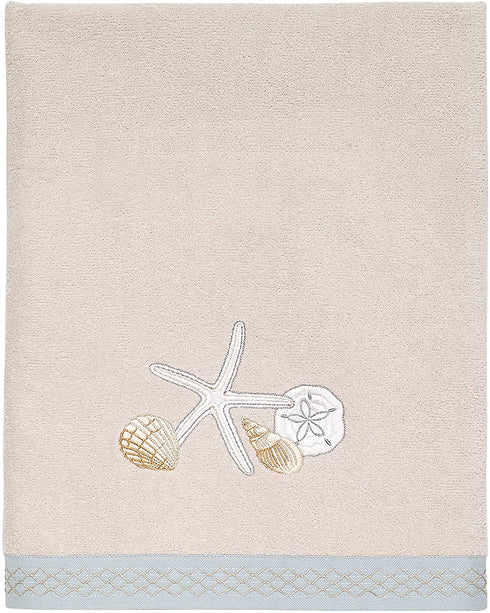 Avanti Linens Seaglass Collection, Embroidered Bath Towel, Beige