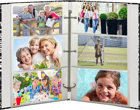 3-Ring Photo Album 300 Pockets Hold 4x6 Photos, Black & White Words Design