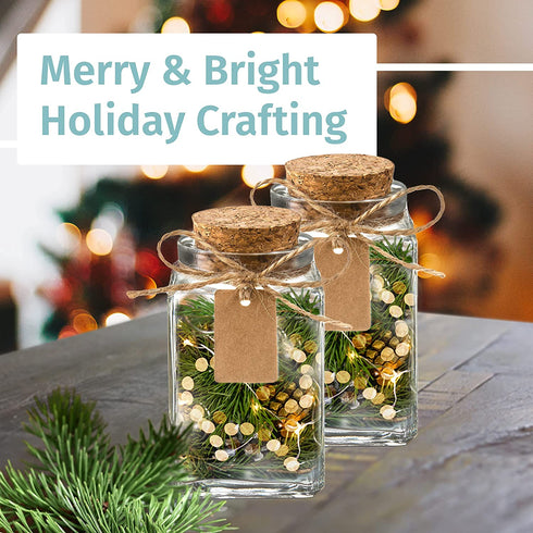 Otis Classic Square Glass Jars with Lids - Set of 12 Mini Glass Jars with Corks for Wedding & Party Favors, DIY Crafts, Potions, Spices & Candy, 3.4 oz