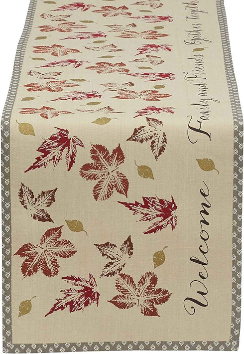 DII Fall Basics Collection Tabletop, Reversible Table Runner, 14x72, Gather Together Print
