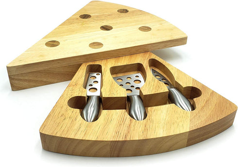 Bamboo Essentials Rubber Wood Cheese Board Set - Charcuterie Platter with Cutlery Set - Perfect for Birthday, Housewarming & Wedding Gifts, Can Be Used in Sets forming a Center Piece