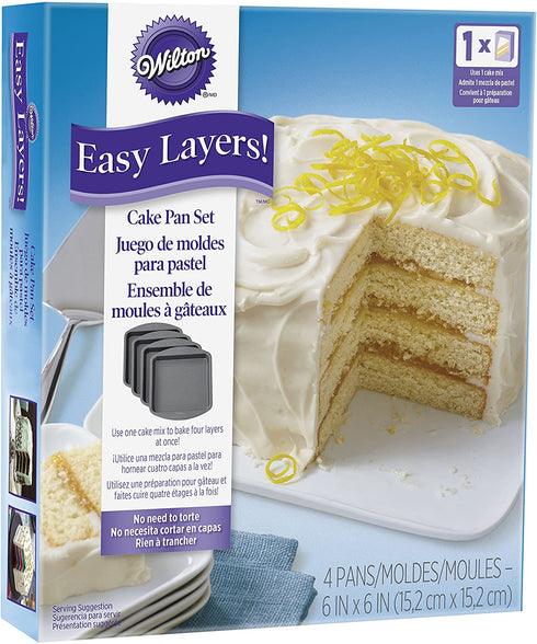 Wilton Easy Layers! Square Layer Cake Pans Set, 4-Piece