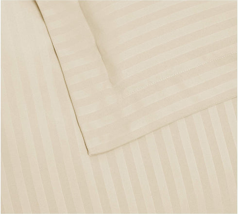 Amazon Basics Striped Microfiber Duvet Cover Set - King, Beige