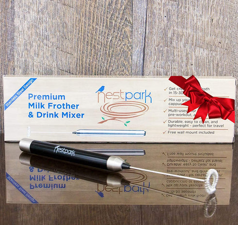 Nestpark Portable Drink Mixer Small Handheld Electric Stick Blender - Cordless and Battery Operated Bulletproof Keto Coffee Blender