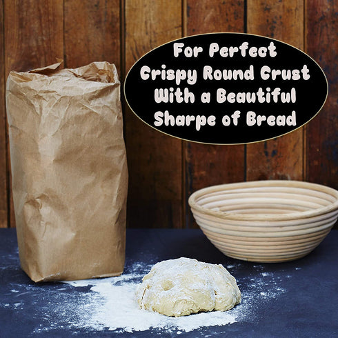 Banneton Bread Basket Sourdough Proofing Set Bread Bowl & Linen Liner Cloth + Lames Rattan Basket No Smell Bread Bag Included 10 Brotform for Homemade Bread