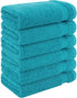 Cotton Paradise, Hand Towel Set, 100% Turkish Cotton 16x28 inch 6 Piece Hand Towels for Bathroom, Soft Absorbent Face Towel Clearance Set, Aqua Blue