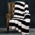 NTBAY Flannel Throw Blanket, Super Soft with Black and White Stripe (51"x 68")