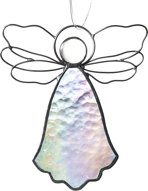 Angel Ornament Stained Glass Window Sun Catcher Display Christmas Tree Decoration Holiday Decor Memorial Remembrance Sympathy Gifts for CNA Nurse J Devlin ORN 303 Series (Clear Iridescent)