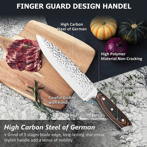 VVXX 8" Chef Viking Knife Sharp Meat Cleaver Knife Fillet Knife Boning Knife Valentine Gift for Lover Full Tang Hand-Hammered Ergonomic Handle Chopping Knife with Gift Box in Home Kitchen & Restaurant