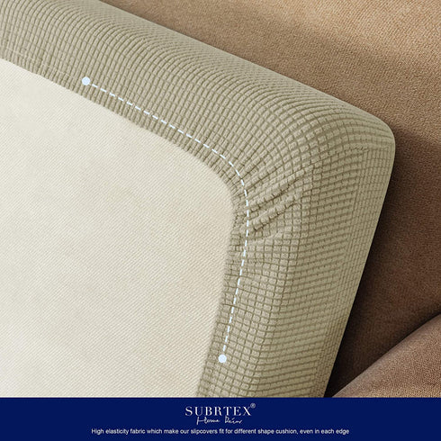 Subrtex Stretch Cushion Cover Couch Cushion Slipcover RV Seat Covers Chair Loveseat Sofa Cushion Protector Spandex Elastic Furniture Protector for Seat (Large,Sand)