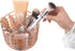 Rosework Rose Gold Makeup Brush Holder, Round Makeup Organizer For Vanity, 4 Compartment Makeup Brush Organizer and Cosmetic Brush Holder, Great Skincare Organizer and Makeup Brush Storage