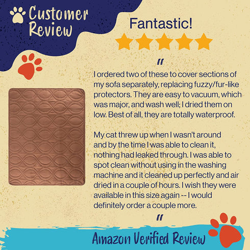 PETMAKER - 100% Waterproof Furniture Protector Pad Mat Quilted Cover, Shields Couch, Bed, and Sofa from Bedwetting, Stains, Spills, Accidents - Suitable for Pets, Kids, Adults (Brown) - 36x28
