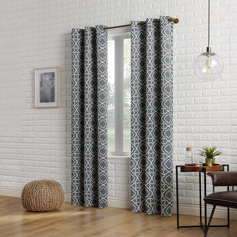 Sun Zero Barnett Trellis Blackout Grommet Curtain Panel, 40 in x 84, Gray