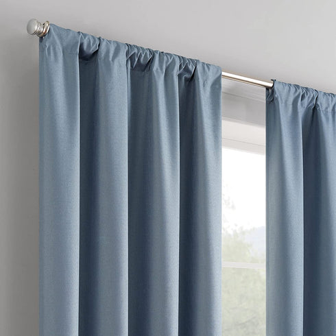 ECLIPSE Kendall Modern Blackout Thermal Rod Pocket Window Curtain for Bedroom or Living Room (1 Panel), 42" x 95", Slate