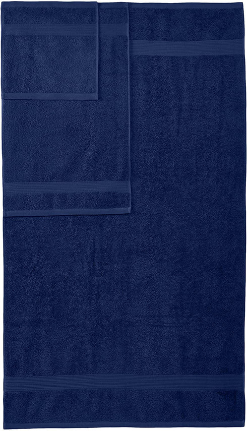 Amazon Basics 6-Piece Fade Resistant Bath, Hand and Washcloth Towel Set - Navy Blue