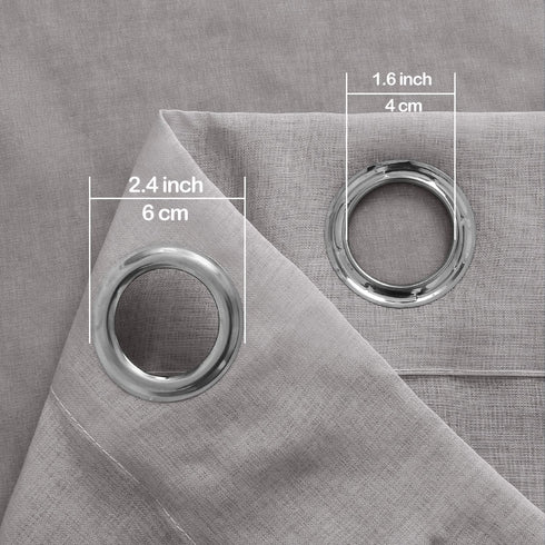 DWCN Ombre Sheer Curtains - Faux Linen Gradient Grommet Top Semi Voile Drapes for Bedroom and Living Room, Set of 2 Window Curtain Panels, 52 x 96 Inches Long, Grey