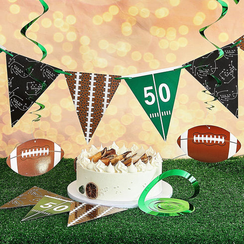 14 PIeces Football Party Supplies 2 Pieces Football Pennant Banner Garland 12 Pieces Football Hanging Swirls Superbowl Decorations Sport Theme Party for Sport Clubs Party Birthday Home Decor