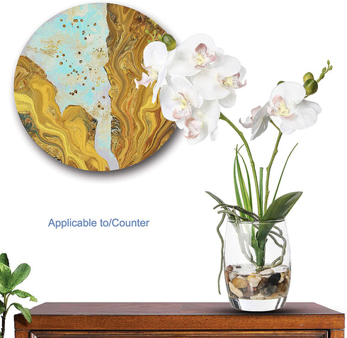 Jusdreen Artificial Flower Bonsai with Glass Vase Vivid Orchid Flowers Arrangement Phalaenopsis Flowers Pot for Home Office D©cor House Decorations(Glass Vase/White Orchid)