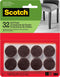 Scotch SP822-NA Brand 3M, Round, 1 in. Diameter, Brown, 32/Pack Felt Pads, Count