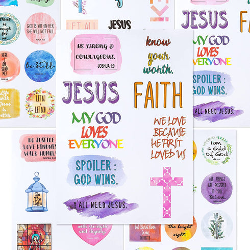 Mr. Pen- Christian Stickers, 49 pcs, Religious Stickers, Jesus Stickers, Bible Stickers, Bible Journaling Stickers, Faith Stickers, Christian Stickers for Water Bottles, Scripture Stickers.