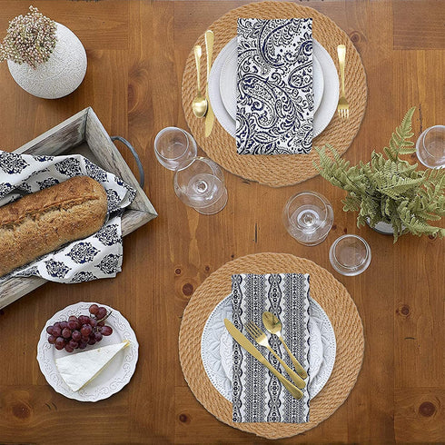 SHACOS Jute Placemats Set of 4 Heat Resistant 12 inch Round Place Mats Natural Jute Woven Braided Table Mats Thick Farmhouse Placemats Trivet (Jute Brown, 12 Inch)