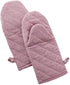 DII 100% Cotton Solid Chambray Kitchen Set, Oven Mitts, Rose, 2 Piece