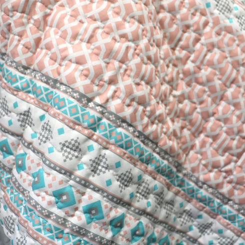 Lush Decor Turquoise & Pink Elephant Stripe Fuzzy Reversible Sherpa Throw Blanket 60 x 50, 60" x 50"