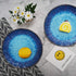 Melamine Salad Plate Plastic Dinner Plastic Plate Set of 6 Pcs 9 inch Round Lightweight Plates Shatter Proof Chip Resistant Dishwasher Safe Not Microware Not Oven(Deep Blue)
