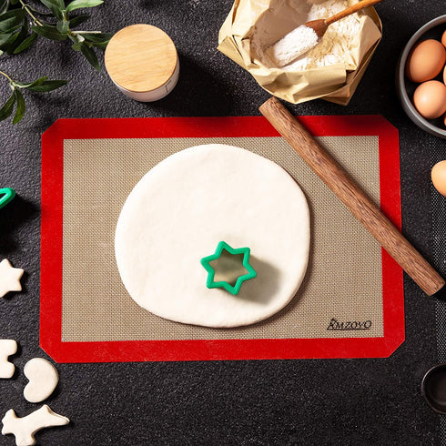 AMZOYO Set of 4 Silicone Baking Mats for the Oven - Includes Half, Quarter, Round, and Square Sheet Liners - 100% Non-Stick and Reusable - BPA Free and Heat Resistant - Washable and Dishwasher Safe