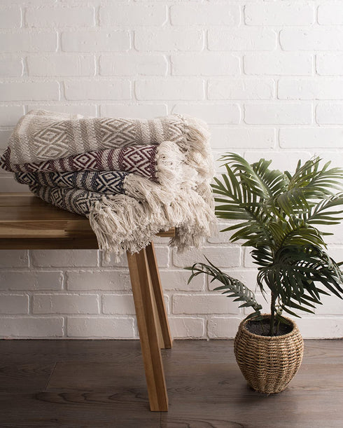 DII Rustic Farmhouse Cotton Adobe Stripe Blanket Throw with Fringe for Chair, Couch, Picnic, Camping, Beach, & Everyday Use, 50 x 60