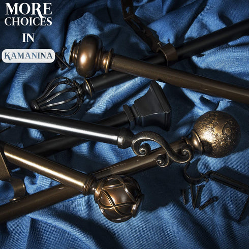 KAMANINA 1 Inch Curtain Rod Single Drapery Rod 36 to 72 Inches (3-6 Feet), Twisted Cage Finials, Black