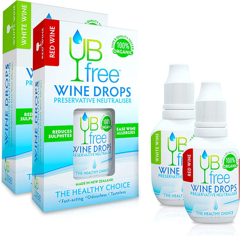 UB Free Wine Drops - 1 Pack - A Natural and Organic Wine Sulfite Remover for Red and White Wine - Reduces Sulfite Related Wine Allergies and Helps To Eliminate Wine Headaches - Made in New Zealand