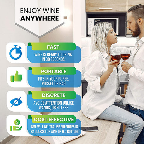 UB Free Wine Drops - 1 Pack - A Natural and Organic Wine Sulfite Remover for Red and White Wine - Reduces Sulfite Related Wine Allergies and Helps To Eliminate Wine Headaches - Made in New Zealand
