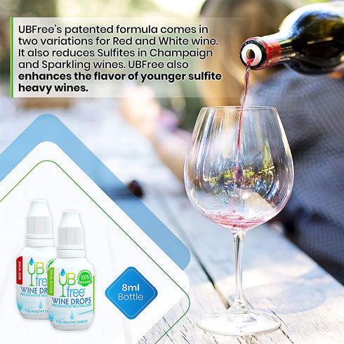UB Free Wine Drops - 1 Pack - A Natural and Organic Wine Sulfite Remover for Red and White Wine - Reduces Sulfite Related Wine Allergies and Helps To Eliminate Wine Headaches - Made in New Zealand