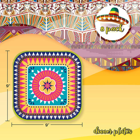Unique Boho Fiesta Dinnerware Bundle | Plates, Napkins | Birthday Party Decor, Baby Shower Decorations, Bohemian Wedding