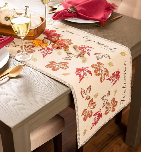 DII Fall Basics Collection Tabletop, Reversible Table Runner, 14x72, Gather Together Print