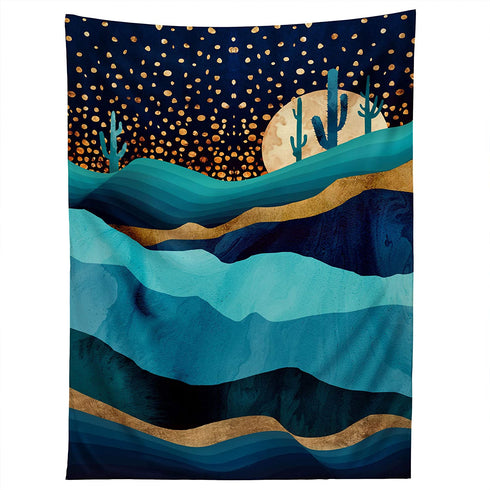 Society6 SpaceFrogDesigns Indigo Desert Night Tapestry, 50 in x 60