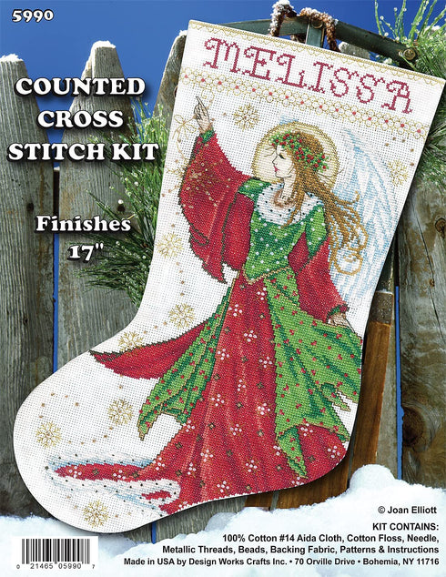 Tobin DW5990 14 Count Angel of Joy Stocking Counted Cross Stitch Kit, 17-Inch Long