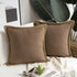 Phantoscope Pack of 2 Farmhouse Decorative Throw Pillow Covers Burlap Linen Trimmed Tailored Edges Pillowcase, Grey, 18 x 18 inches, 45 x 45 cm
