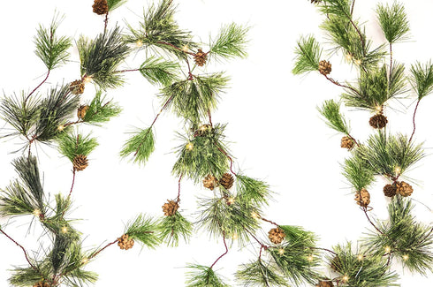 CraftMore Smokey Pine 6' Christmas Garland with Lights