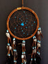 Dream Catcher Dreamcatcher - Brown Suede with Turquoise Details - Handmade, Large Size - 28" Long x 9" Diameter - OMA Brand