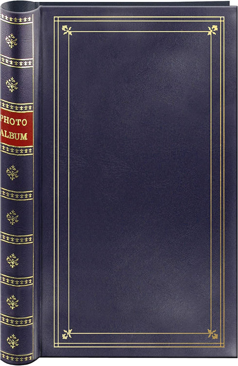 Spiral Bound Photo Album 300 Bi-Directional Memo Pockets Hold 4x6 Photos, Navy Blue