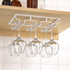 LACAFA Wine Glass Holder - Under Cabinet Stemware Rack in Home, Bar Kitchen Organization with 3 Rows Wine Glass Rack Hanger Storage Metal Organizer for Under Shelf Hanging (White)