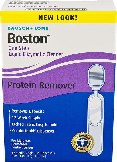 Bausch & Lomb Boston One Step Liquid Enzymatic Cleaner, Protein Remover, 0.01 Fl Oz each, 12 Count (Pack of 1)