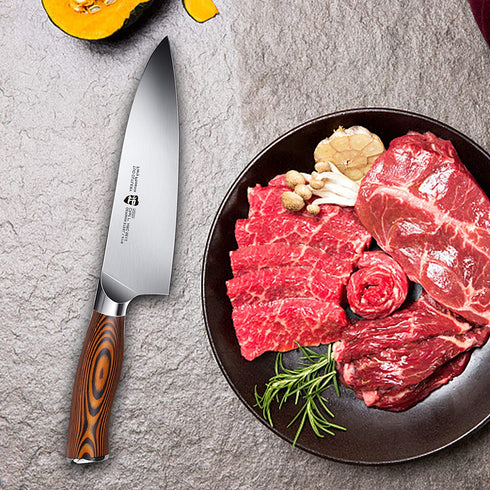 TUO Chef Knife- Kitchen Chef s Knife - High Carbon German Stainless Steel Cutlery - Rust Resistant - Pakkawood Handle - Luxurious Gift Box Included - 7 - Fiery Phoenix Series