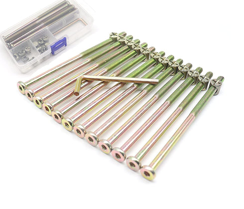 Bunk Bed Bolts, binifiMux 12-Pack M6x120mm Hex Key Drive Socket Cap Bolt and Barrel Nuts for Furniture Chairs Crib Beds Cots w/Wrench, Zinc Plated