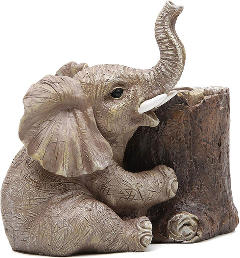 Hodao Elephant Decorations for Home Desk Organizer Gold Elephant Decor Elephant Pen Holder