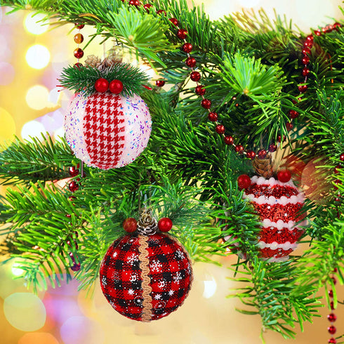 Aneco 12 Pack Christmas Ball Ornaments Xmas Balls Baubles Set Assorted Styles Foam Christmas Tree Baubles with Pine Cones and Berries for Holiday Wedding Party Decoration